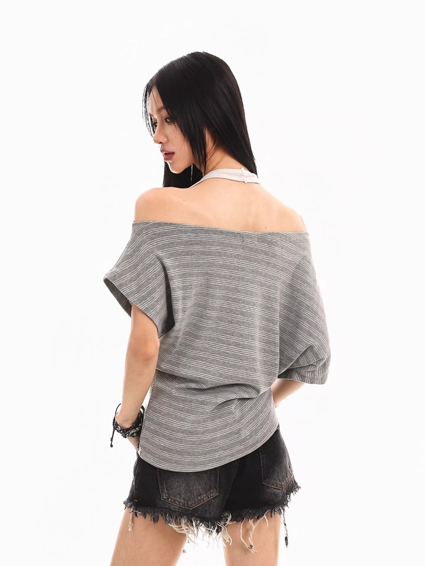 Striped Off Shoulder Halter Top