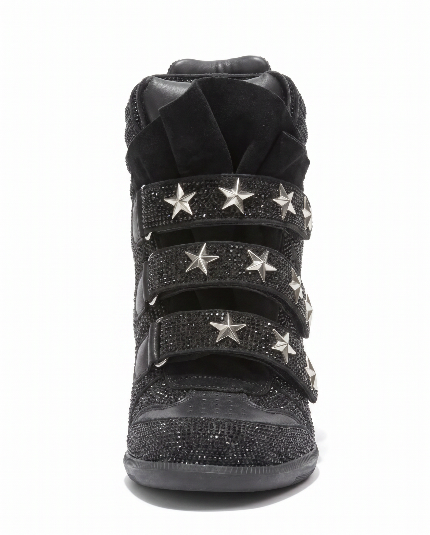 Black Glitter Wedge Sneakers