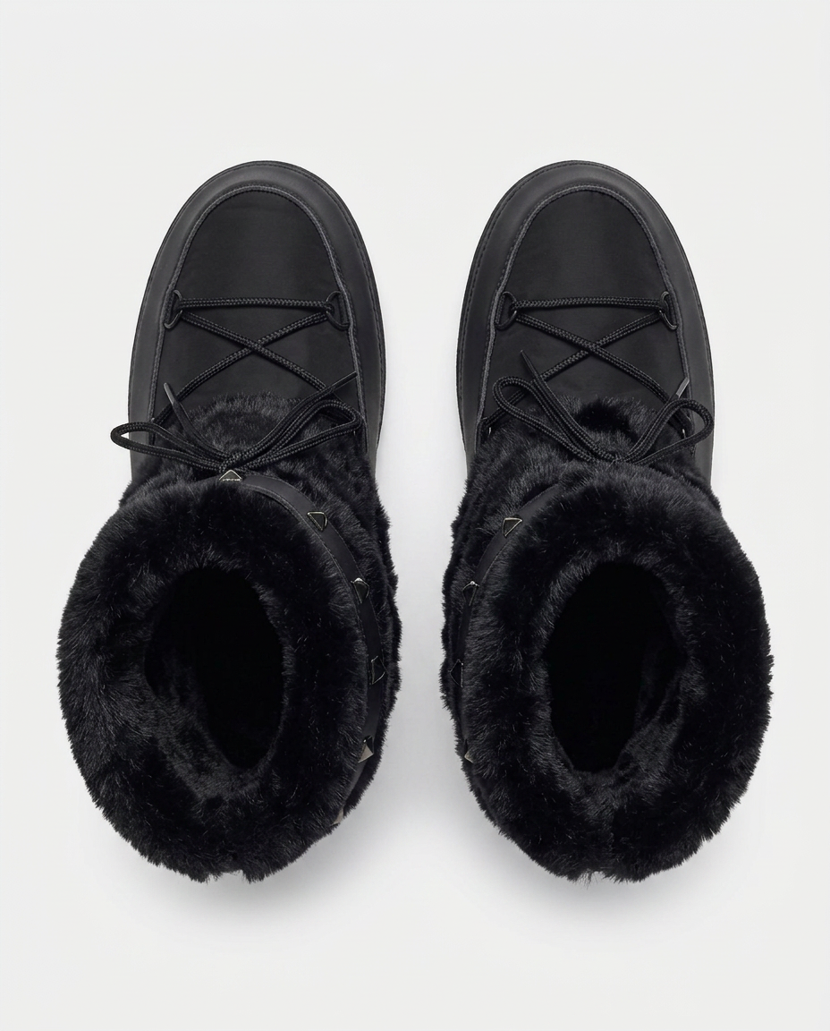 Plush Studded Platform Boots