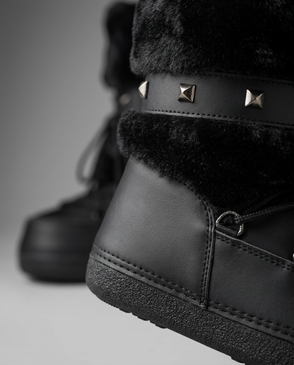Plush Studded Platform Boots