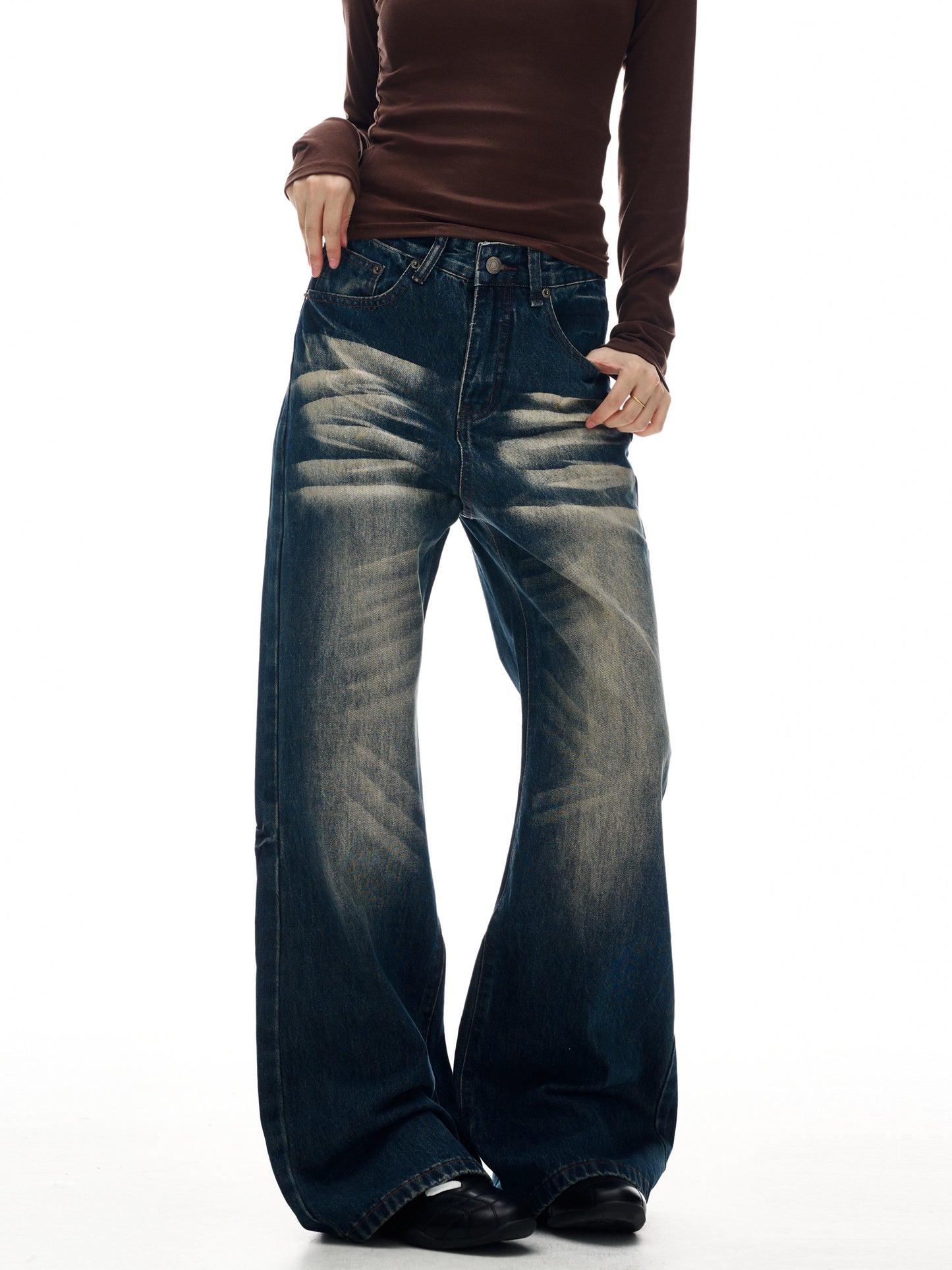 Retro Whiskered High Waist Jeans