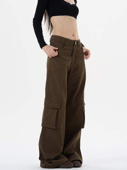 Retro Brown Straight Cargo Pants