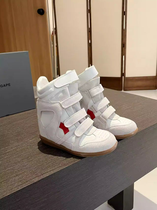 Leather Wedge High-Top Sneakers