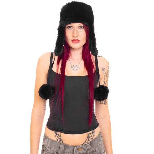 Leopard Print Plush Earmuff Hat with Rivets