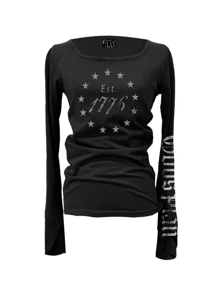 Dark Punk Distressed Slim Fit Top