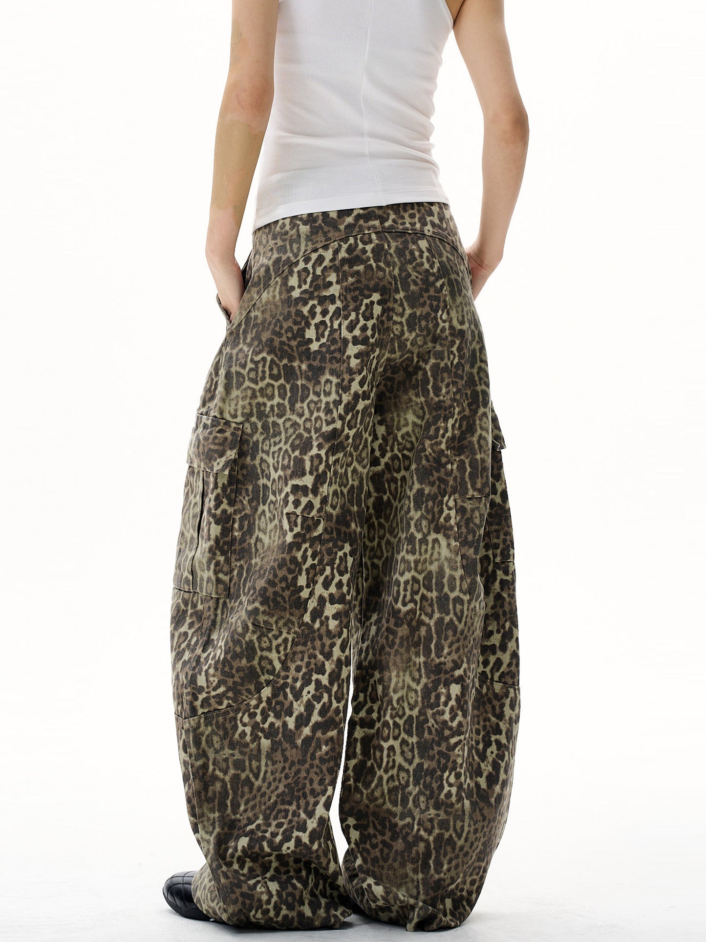 Retro Leopard Print Cargo Pants