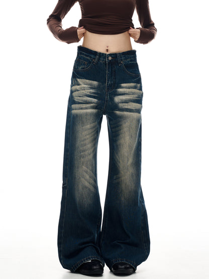 Retro Whiskered High Waist Jeans