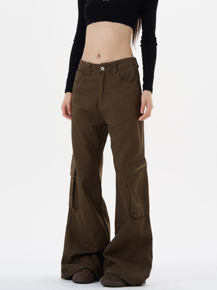Retro Brown Straight Cargo Pants