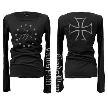 Dark Punk Distressed Slim Fit Top