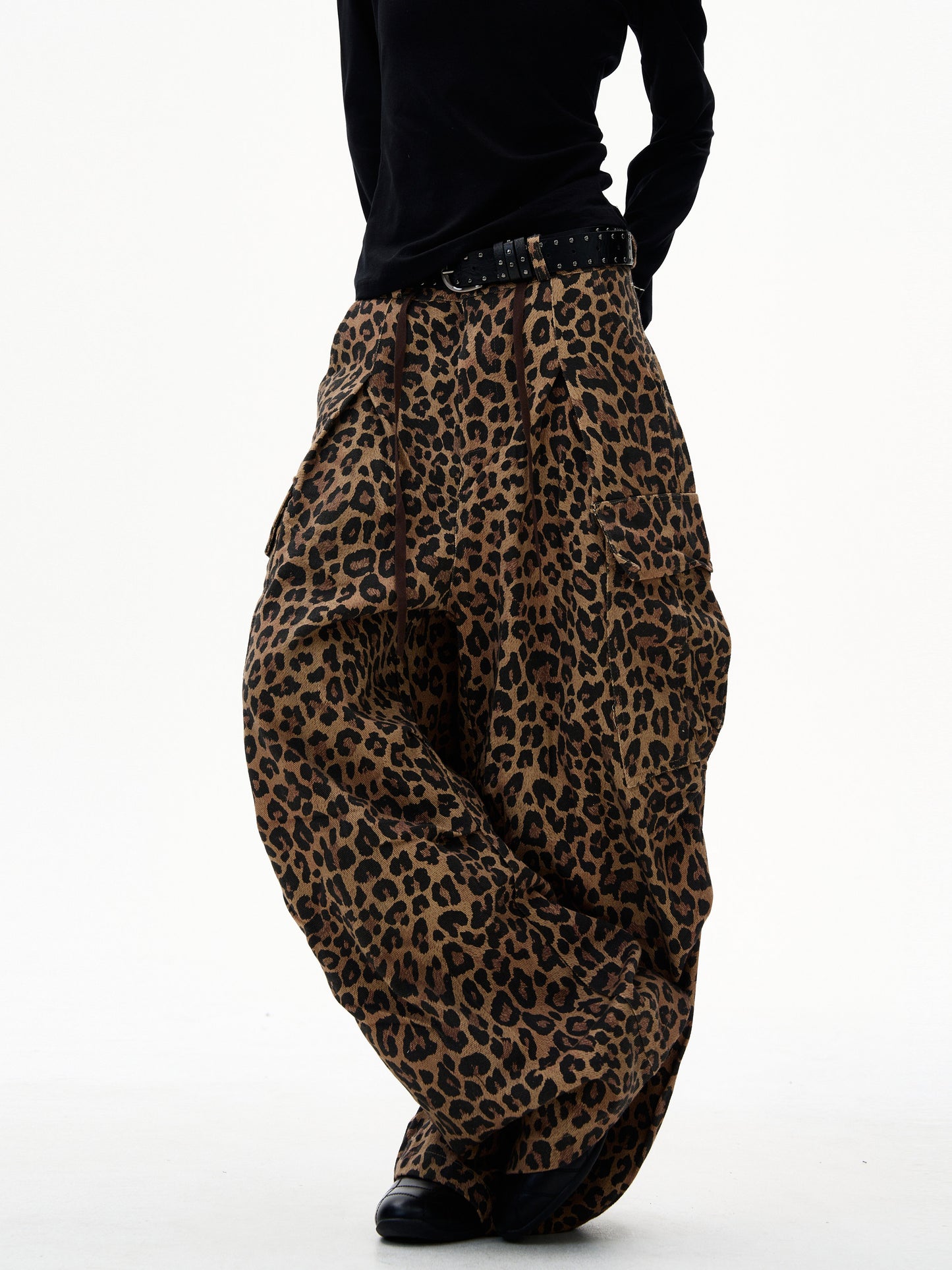 American Leopard Print Cargo Jeans