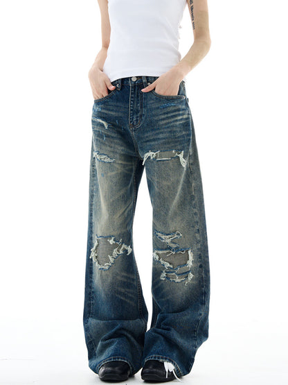Street Style Ripped Washed Jeans