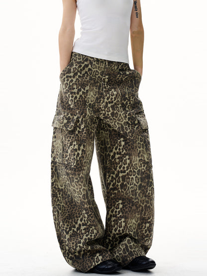Retro Leopard Print Cargo Pants