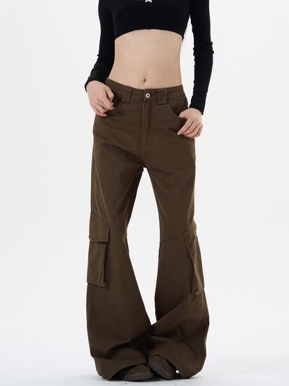 Retro Brown Straight Cargo Pants