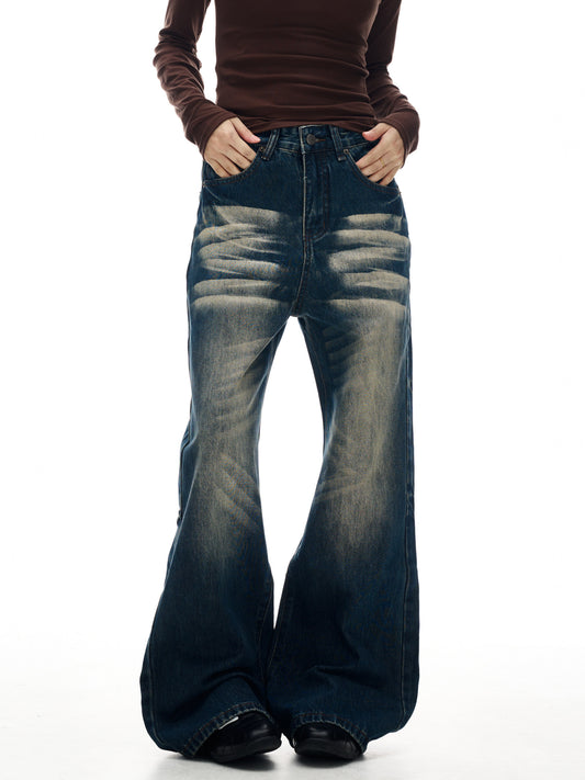 Retro Whiskered High Waist Jeans