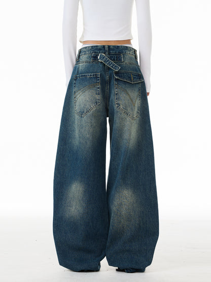 Studded Washed Straight Jeans