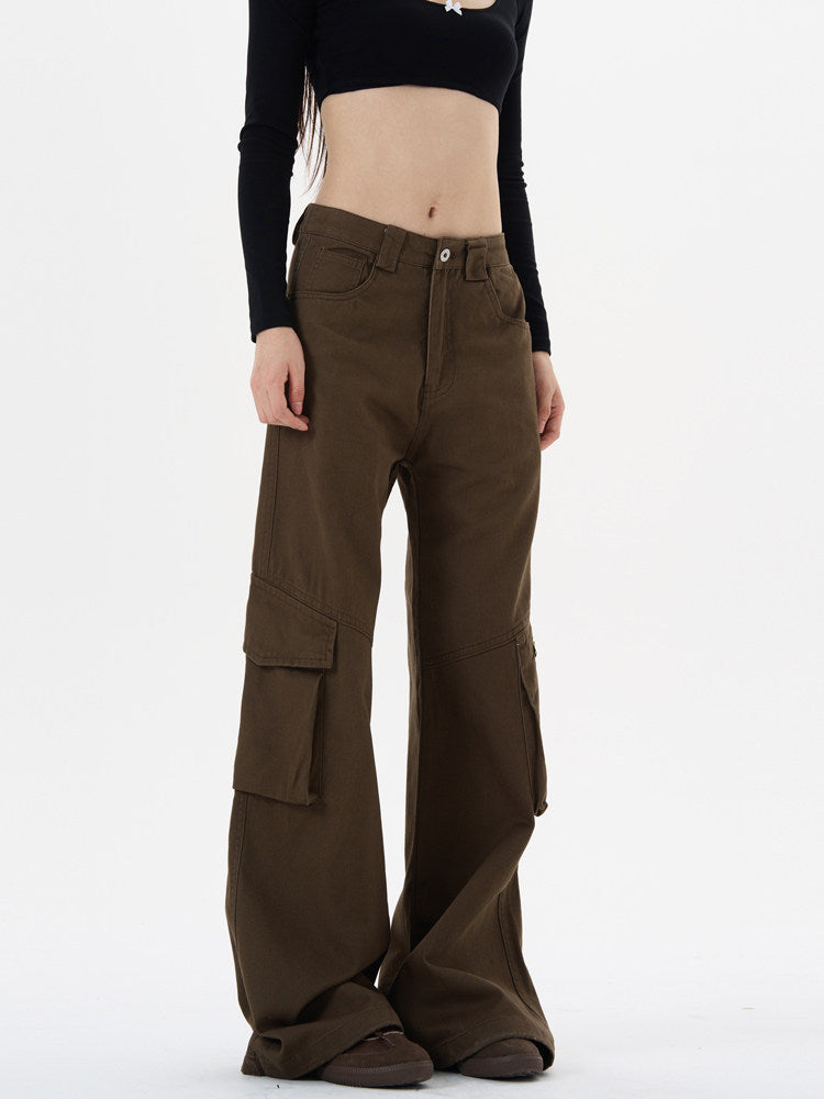 Retro Brown Straight Cargo Pants