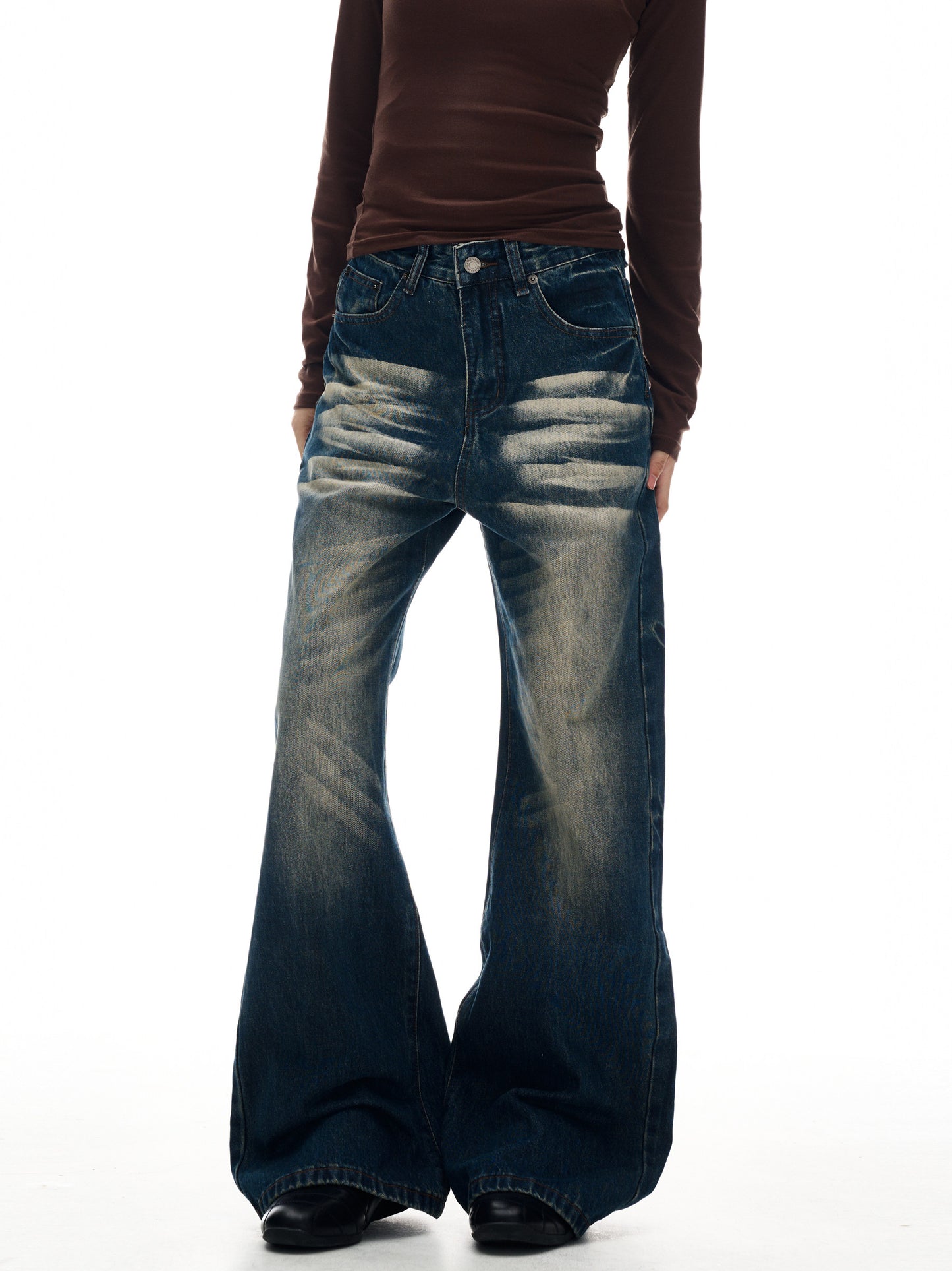 Retro Whiskered High Waist Jeans