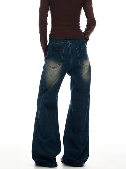 Retro Whiskered High Waist Jeans