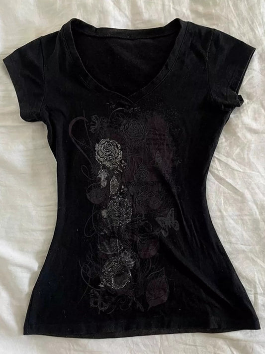 Retro Floral Slim Fit Tee