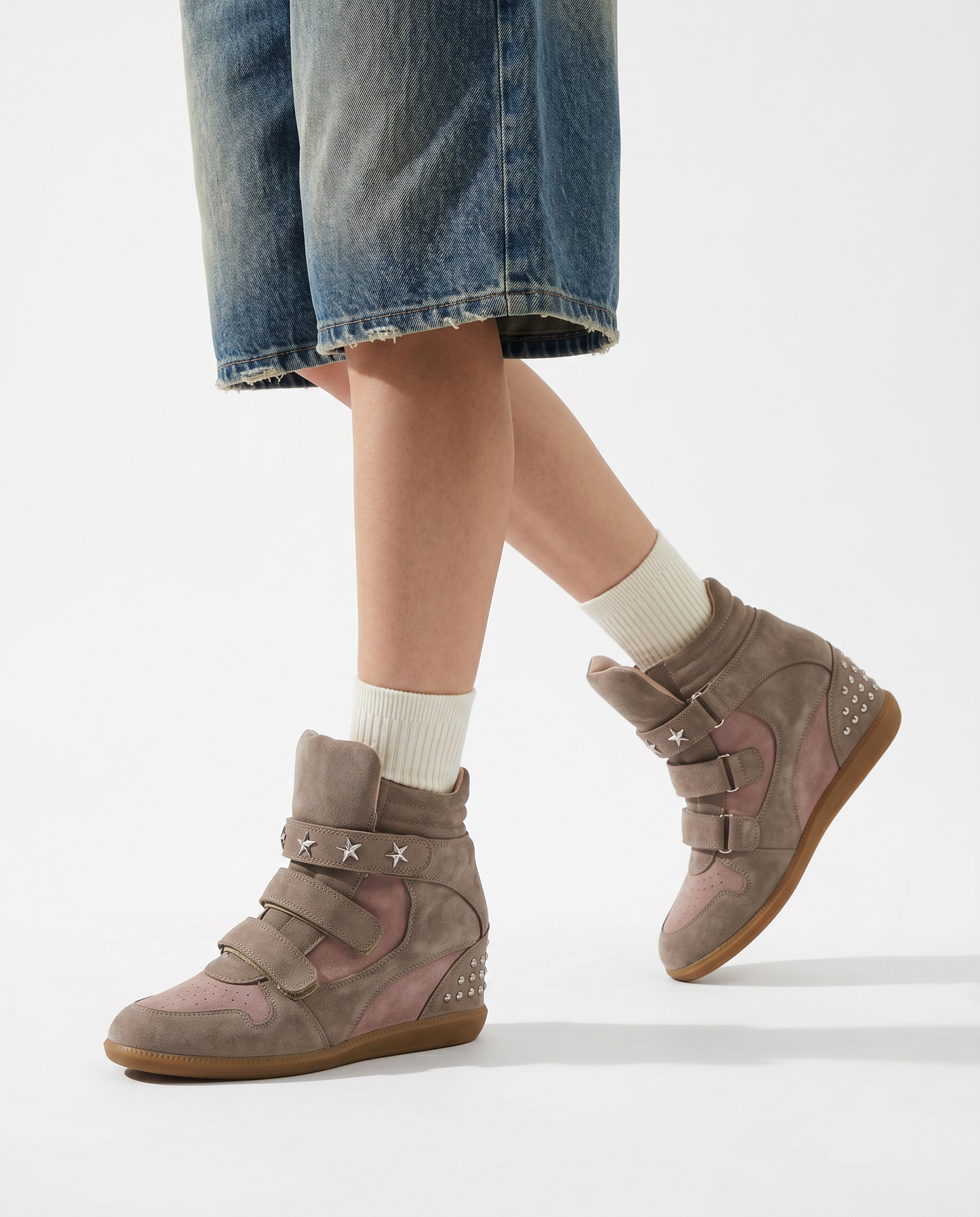 Hidden Wedge Platform Sneakers Khaki