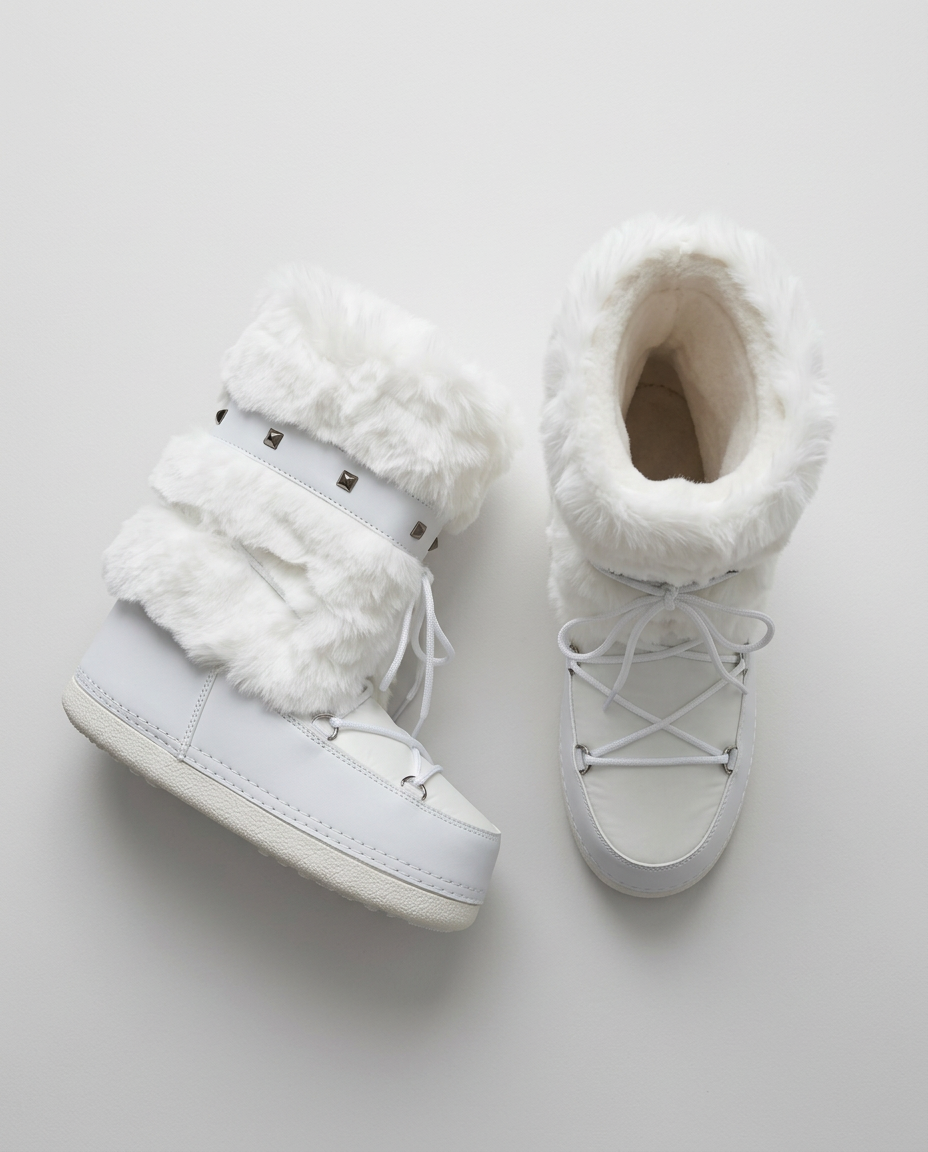 Studded Platform Boots White