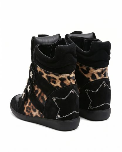 Leopard Wedge Sneakers