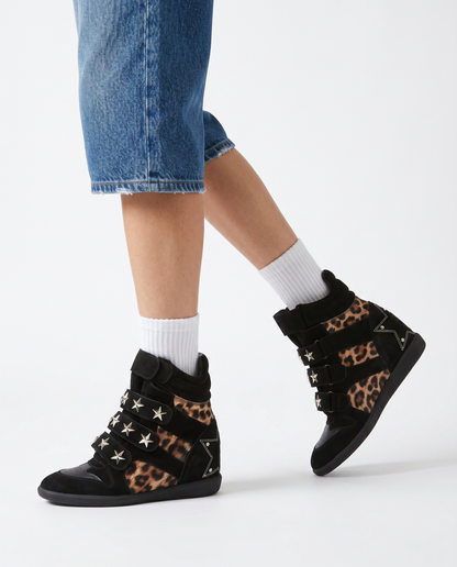 Leopard Wedge Sneakers